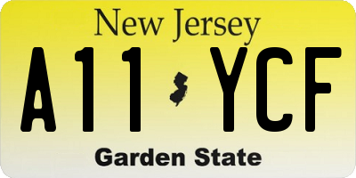 NJ license plate A11YCF