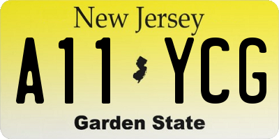NJ license plate A11YCG