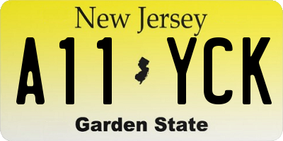 NJ license plate A11YCK