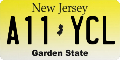 NJ license plate A11YCL