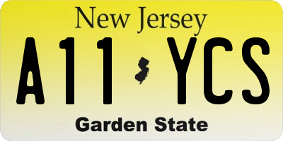 NJ license plate A11YCS