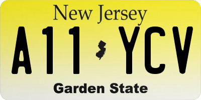 NJ license plate A11YCV