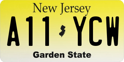 NJ license plate A11YCW