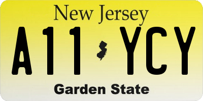 NJ license plate A11YCY