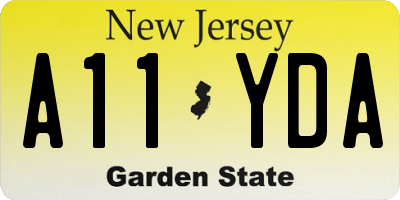 NJ license plate A11YDA