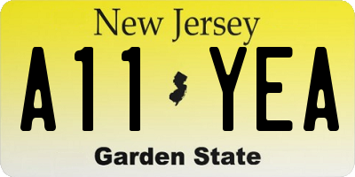 NJ license plate A11YEA