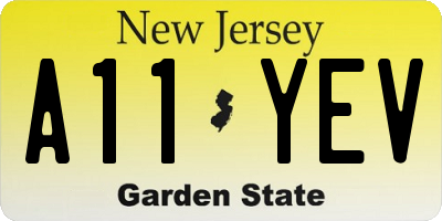 NJ license plate A11YEV