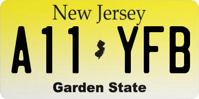 NJ license plate A11YFB
