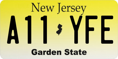 NJ license plate A11YFE
