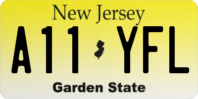 NJ license plate A11YFL