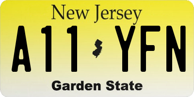 NJ license plate A11YFN