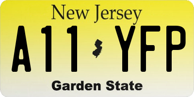NJ license plate A11YFP