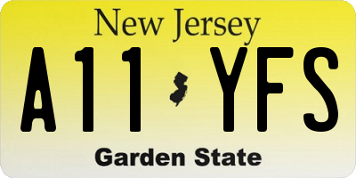 NJ license plate A11YFS