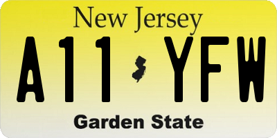 NJ license plate A11YFW