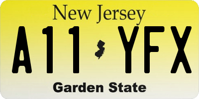 NJ license plate A11YFX