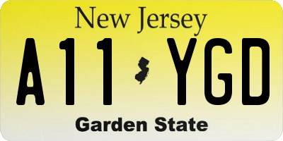 NJ license plate A11YGD