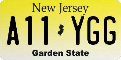 NJ license plate A11YGG