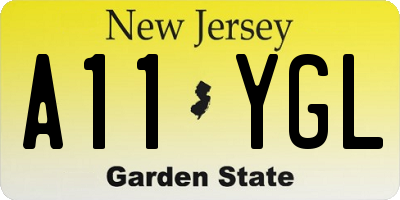 NJ license plate A11YGL