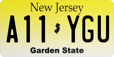NJ license plate A11YGU