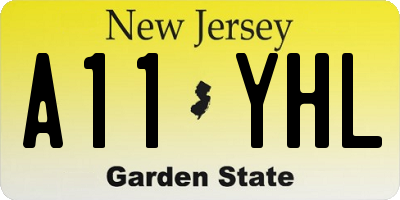 NJ license plate A11YHL