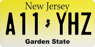 NJ license plate A11YHZ