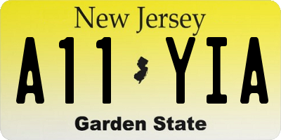 NJ license plate A11YIA