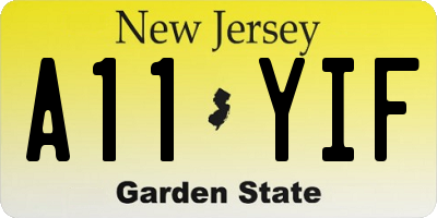 NJ license plate A11YIF