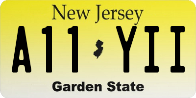 NJ license plate A11YII