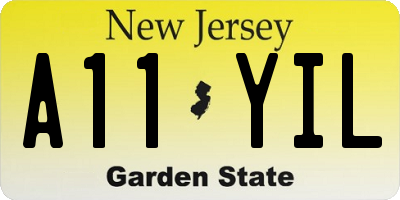 NJ license plate A11YIL