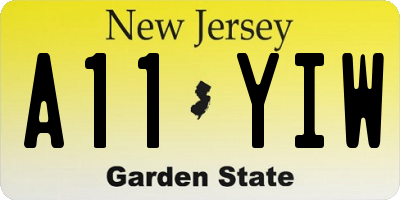 NJ license plate A11YIW