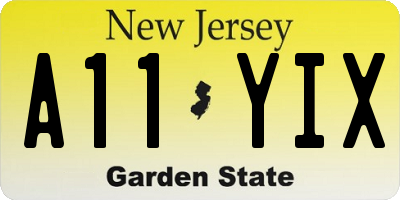 NJ license plate A11YIX