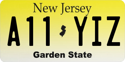 NJ license plate A11YIZ