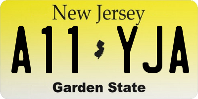 NJ license plate A11YJA