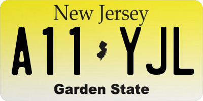NJ license plate A11YJL