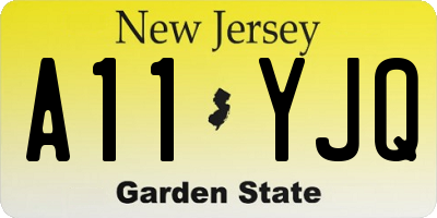 NJ license plate A11YJQ