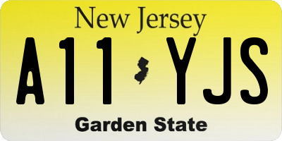 NJ license plate A11YJS