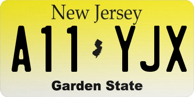 NJ license plate A11YJX