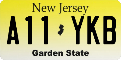 NJ license plate A11YKB