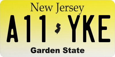 NJ license plate A11YKE