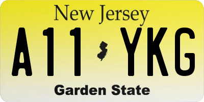 NJ license plate A11YKG