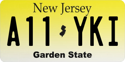 NJ license plate A11YKI