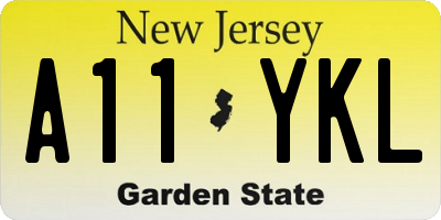 NJ license plate A11YKL