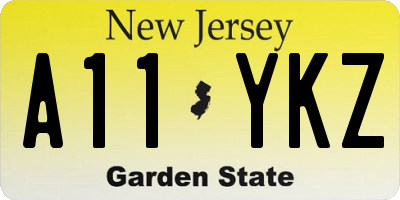 NJ license plate A11YKZ