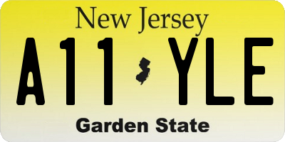 NJ license plate A11YLE