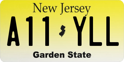 NJ license plate A11YLL