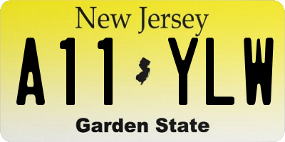 NJ license plate A11YLW