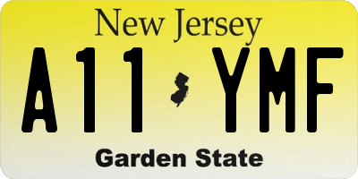 NJ license plate A11YMF