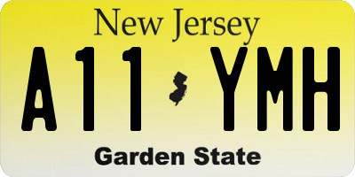 NJ license plate A11YMH