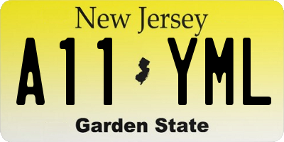 NJ license plate A11YML
