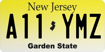 NJ license plate A11YMZ